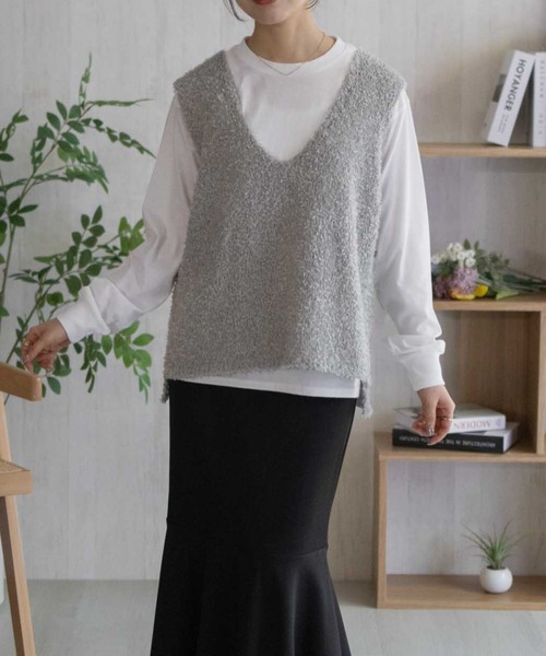 NAVY(ネイビー)の「nAvy 時短テープニットアンサンブル(ニット/セーター・レディース・グレー系その他/ベージュ系その他・M/L)」の4枚目の写真