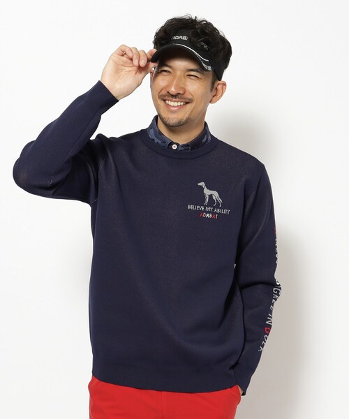 adabat（アダバット）の「ウォッシャブル素材 サルーキジャカードニット（ニット/セーター・メンズ・グレー/ネイビー/オレンジ・50/48/46）」の3枚目の写真