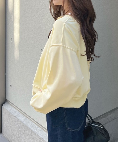 Futier land（フューティアランド）の「[選べる着丈2タイプ]裏毛スナップボタンカーディガントップス（カーディガン/ボレロ・レディース・ネイビー/ベージュ/ライトグレー/ライトイエロー/ライトピンク・MEDIUM/LARGE）」の19枚目の写真