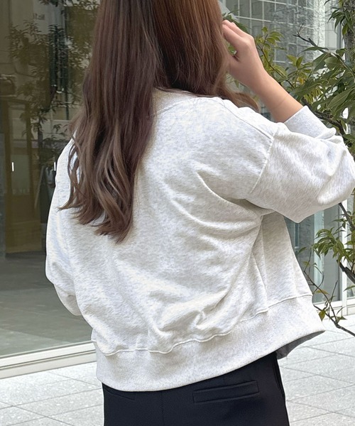 Futier land（フューティアランド）の「[選べる着丈2タイプ]裏毛スナップボタンカーディガントップス（カーディガン/ボレロ・レディース・ネイビー/ベージュ/ライトグレー/ライトイエロー/ライトピンク・MEDIUM/LARGE）」の14枚目の写真