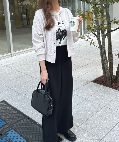 Futier land（フューティアランド）の「[選べる着丈2タイプ]裏毛スナップボタンカーディガントップス（カーディガン/ボレロ・レディース・ネイビー/ベージュ/ライトグレー/ライトイエロー/ライトピンク・MEDIUM/LARGE）」の15枚目の写真