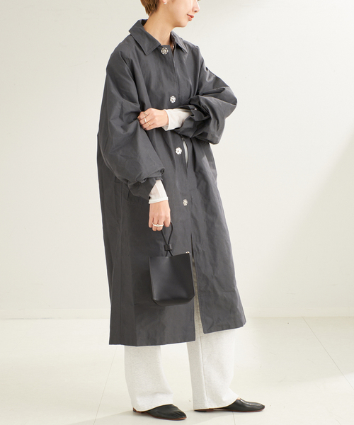 plage（プラージュ）の「BASERANGE/ベースレンジ EVEN LONG コート（ステンカラーコート・レディース・チャコールグレー・36/38）」の13枚目の写真