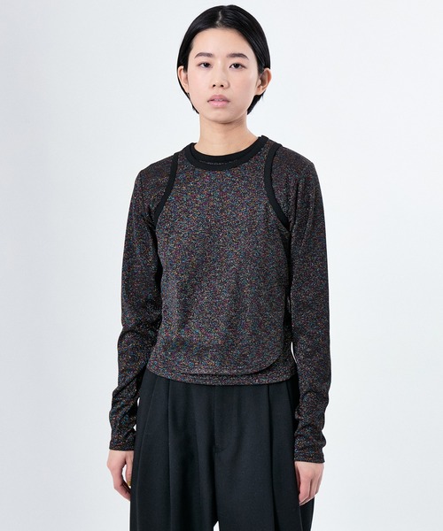 M TO R（ムウトアール）の「LAME RIB LONG SLEEVE CUTSEWN（Tシャツ/カットソー・レディース・ブラック/ホワイト/ラベンダー・38/40/42）」の7枚目の写真