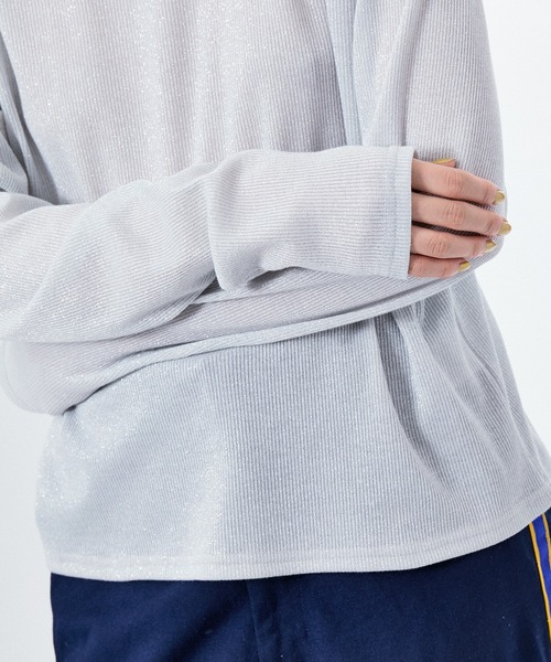 M TO R（ムウトアール）の「LAME RIB LONG SLEEVE CUTSEWN（Tシャツ/カットソー・レディース・ブラック/ホワイト/ラベンダー・38/40/42）」の15枚目の写真