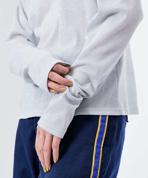 M TO R（ムウトアール）の「LAME RIB LONG SLEEVE CUTSEWN（Tシャツ/カットソー・レディース・ブラック/ホワイト/ラベンダー・38/40/42）」の16枚目の写真