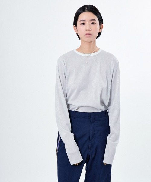 M TO R（ムウトアール）の「LAME RIB LONG SLEEVE CUTSEWN（Tシャツ/カットソー・レディース・ブラック/ホワイト/ラベンダー・38/40/42）」の5枚目の写真