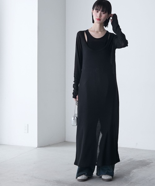 forksy.】シアーテレコ タンクセット レイヤードワンピース forksy