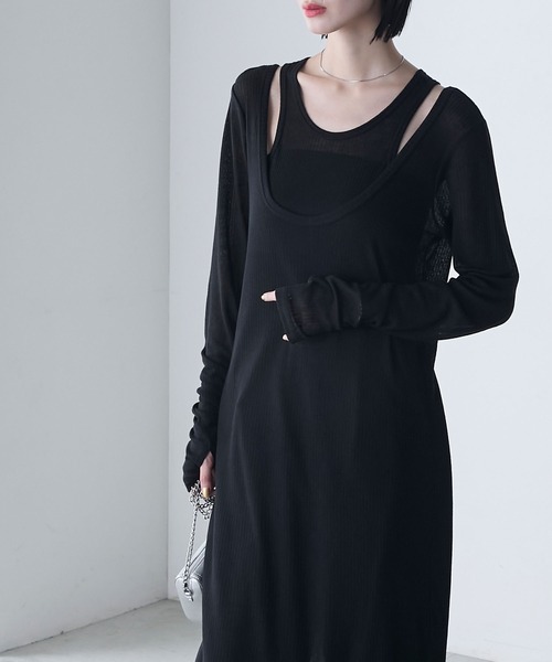 forksy.】シアーテレコ タンクセット レイヤードワンピース