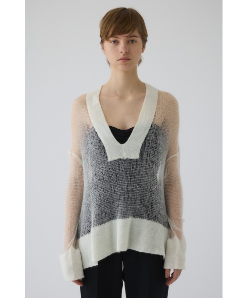 RIM.ARK(リムアーク)の「Low gauge mohair mix knit ローゲージモヘアミックスニット(ニット/セーター・レディース・ホワイト/グレー/グレイッシュベージュ・FREE)」の8枚目の写真