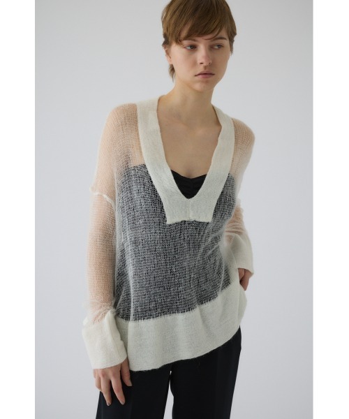 RIM.ARK(リムアーク)の「Low gauge mohair mix knit ローゲージモヘアミックスニット(ニット/セーター・レディース・ホワイト/グレー/グレイッシュベージュ・FREE)」の9枚目の写真