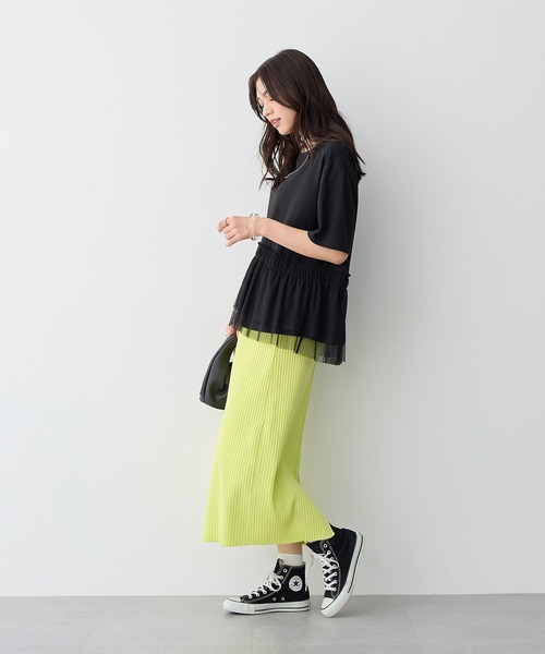 anyfee(エニフィー)の「【anyfee/大きいサイズ】チュール切替Tシャツ◆新色追加◆(Tシャツ/カットソー・レディース・オフホワイト/ブラック/チャコール・3L/4L/LL/5L)」の18枚目の写真