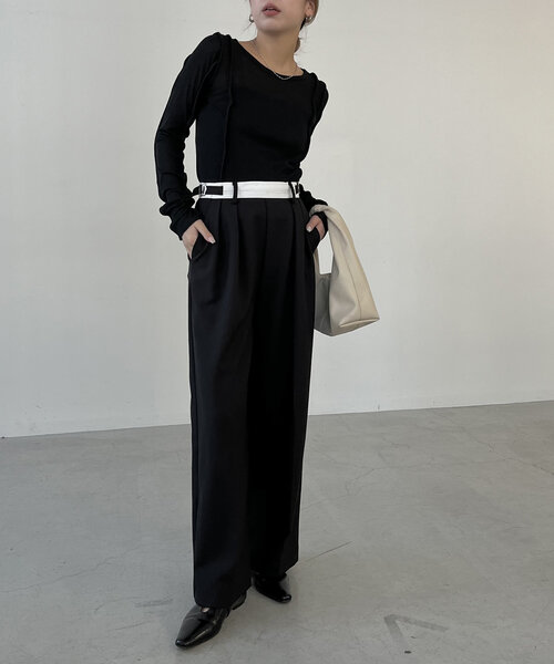 CAPRICIEUX LE'MAGE(カプリシューレマージュ)の「【C.L】【セットアップ対応】マーベルトタックパンツ(その他パンツ・レディース・ベージュ/ブラック・38/36)」の15枚目の写真