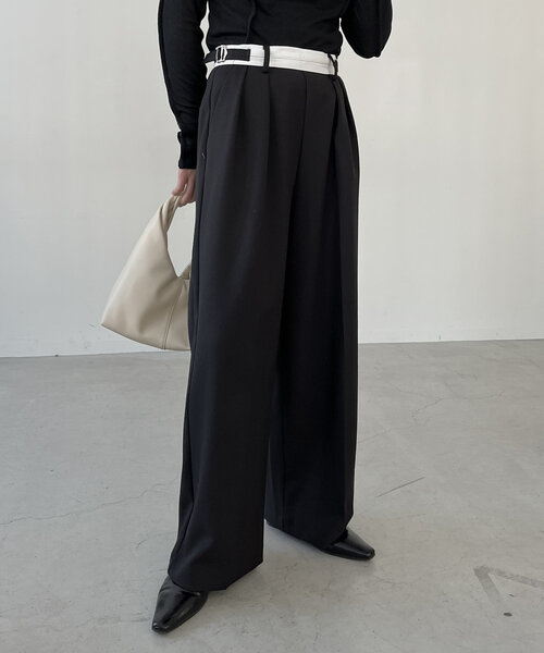 CAPRICIEUX LE'MAGE(カプリシューレマージュ)の「【C.L】【セットアップ対応】マーベルトタックパンツ(その他パンツ・レディース・ベージュ/ブラック・38/36)」の16枚目の写真