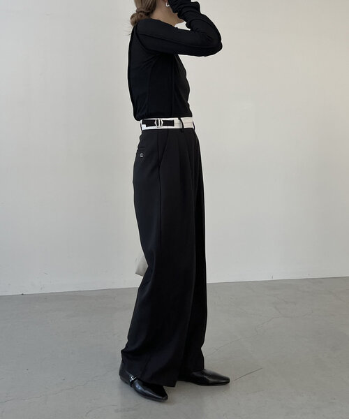 CAPRICIEUX LE'MAGE(カプリシューレマージュ)の「【C.L】【セットアップ対応】マーベルトタックパンツ(その他パンツ・レディース・ベージュ/ブラック・38/36)」の19枚目の写真