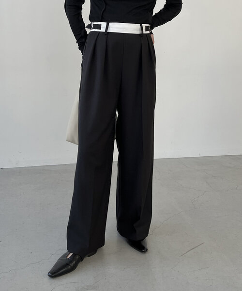 CAPRICIEUX LE'MAGE(カプリシューレマージュ)の「【C.L】【セットアップ対応】マーベルトタックパンツ(その他パンツ・レディース・ベージュ/ブラック・38/36)」の20枚目の写真