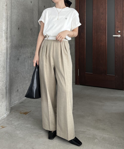【オシャレ☆capricieux le'mage】ベージュパンツ　サイズ38 セール】【C.L】【セットアップ対応】マーベルトタックパンツ