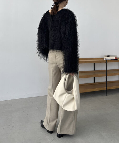 CAPRICIEUX LE'MAGE(カプリシューレマージュ)の「【C.L】【セットアップ対応】マーベルトタックパンツ(その他パンツ・レディース・ベージュ/ブラック・38/36)」の8枚目の写真