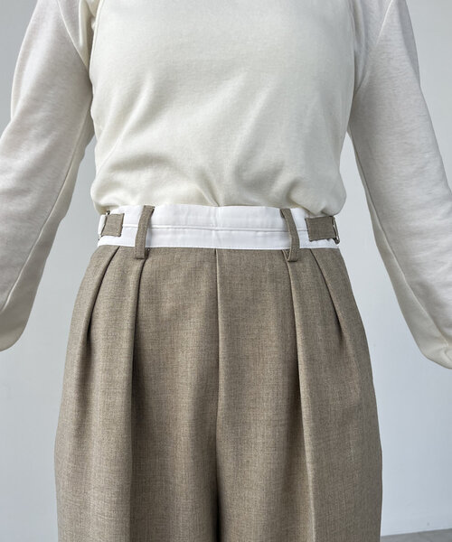 CAPRICIEUX LE'MAGE(カプリシューレマージュ)の「【C.L】【セットアップ対応】マーベルトタックパンツ(その他パンツ・レディース・ベージュ/ブラック・38/36)」の11枚目の写真