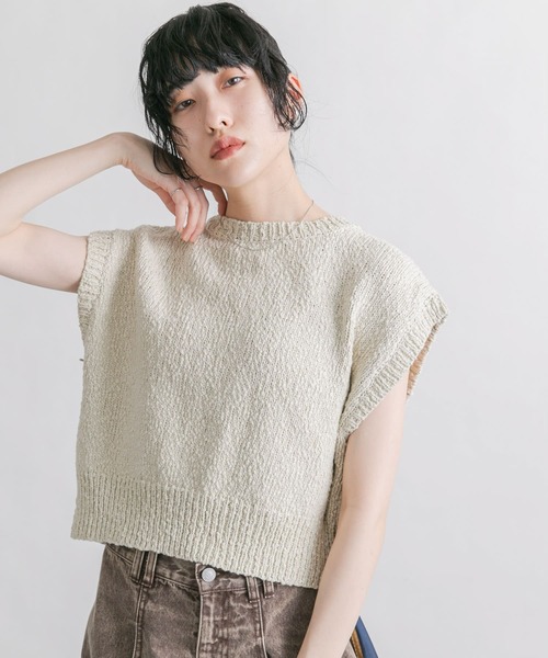 KBF（ケイビーエフ）の「ブークレニットベスト（ニット/セーター・レディース・ベージュ系その他/ブラウン/ピンク・ONE）」の4枚目の写真