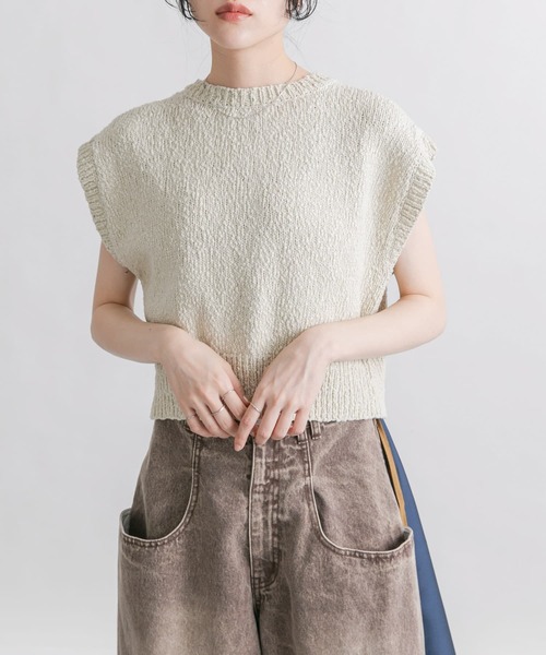 KBF（ケイビーエフ）の「ブークレニットベスト（ニット/セーター・レディース・ベージュ系その他/ブラウン/ピンク・ONE）」の5枚目の写真