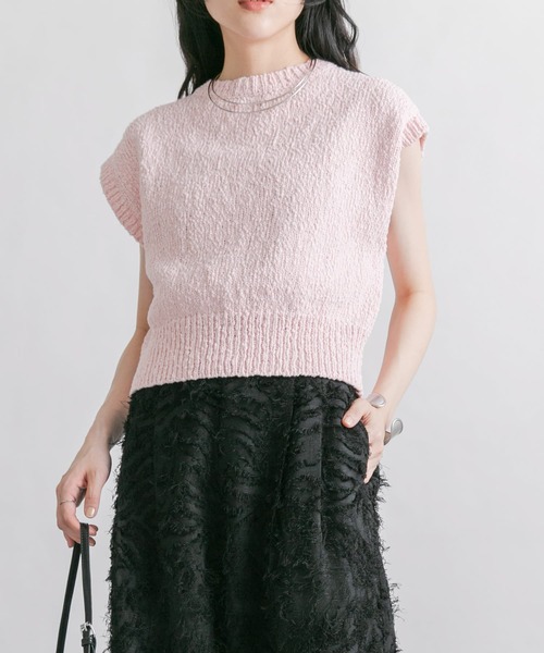 KBF（ケイビーエフ）の「ブークレニットベスト（ニット/セーター・レディース・ベージュ系その他/ブラウン/ピンク・ONE）」の14枚目の写真