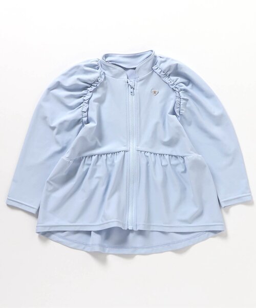 apres les cours（アプレレクール）の「【UVカット/ジュニア対応】ペプラムラッシュガード（ラッシュガード・キッズ・アイボリー/サックスブルー・80/90/100/110/120/130/140）」の2枚目の写真