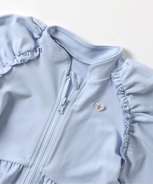 apres les cours（アプレレクール）の「【UVカット/ジュニア対応】ペプラムラッシュガード（ラッシュガード・キッズ・アイボリー/サックスブルー・80/90/100/110/120/130/140）」の6枚目の写真