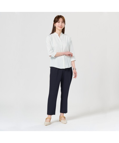 TOKYO SHIRTS(トウキョウシャツ)の「【吸水速乾】【COFREX】スキッパー 七分袖 レディースデザインシャツ(シャツ/ブラウス・レディース・ブルー・S/M/L/LL/XL)」の8枚目の写真