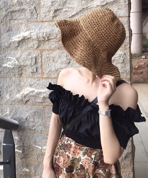 c.u.l（シーユーエル）の「つば広  麦わら ストローハット バケットハット cula1092（ハット・レディース・アイボリー/ベージュ・FREE）」の7枚目の写真