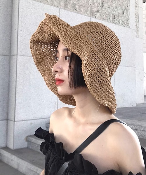 c.u.l（シーユーエル）の「つば広  麦わら ストローハット バケットハット cula1092（ハット・レディース・アイボリー/ベージュ・FREE）」の9枚目の写真