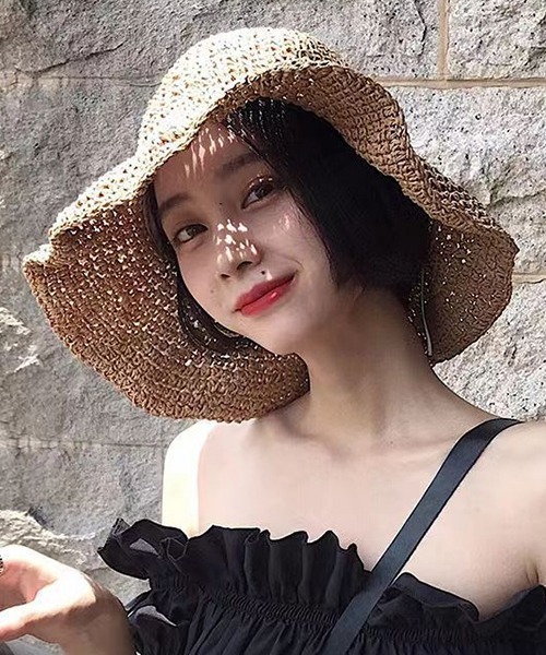 c.u.l（シーユーエル）の「つば広  麦わら ストローハット バケットハット cula1092（ハット・レディース・アイボリー/ベージュ・FREE）」の11枚目の写真