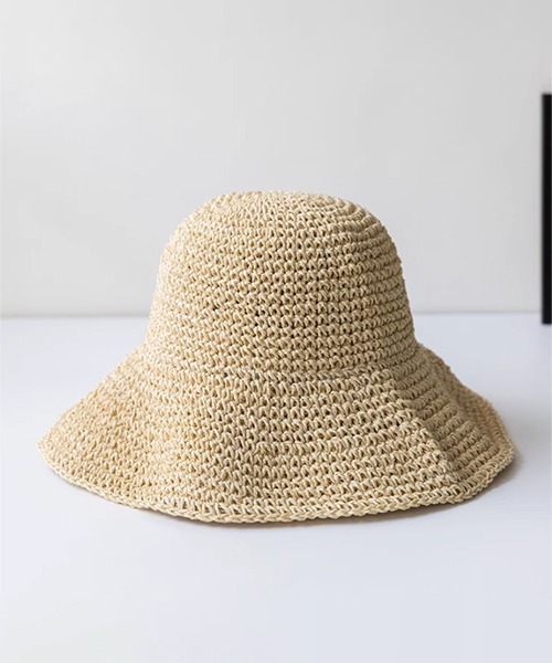 c.u.l（シーユーエル）の「つば広  麦わら ストローハット バケットハット cula1092（ハット・レディース・アイボリー/ベージュ・FREE）」の15枚目の写真