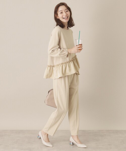 ITS'DEMO（イッツデモ）の「【通勤／手洗い可／ウエストゴム】カットジョーゼットパンツ（その他パンツ・レディース・ベージュ/ナチュラル/ブラック・00）」の14枚目の写真