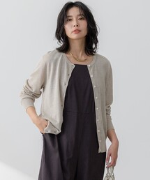 フォクシー リネンニットカーディガン ボレロ ナチュラルベージュ カーディガン レディース ニット ショート丈 長袖 ざっくり編み