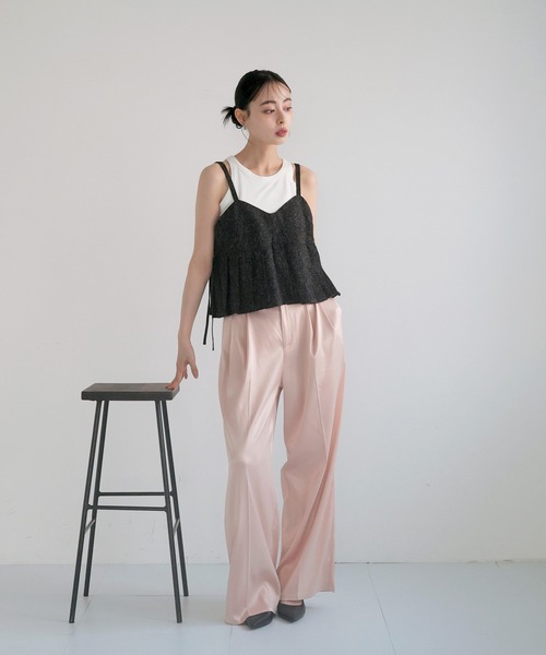 LIAN（リアン）の「プリーツデザインビスチェ（キャミソール・レディース・ブラウン/アイボリー/ブラック/グレー・FREE）」の21枚目の写真