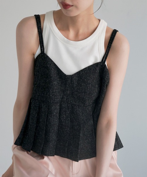 LIAN（リアン）の「プリーツデザインビスチェ（キャミソール・レディース・ブラウン/アイボリー/ブラック/グレー・FREE）」の22枚目の写真