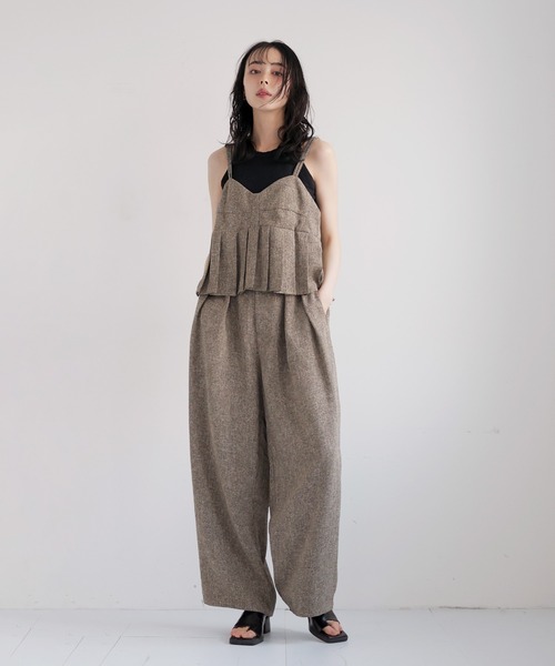 LIAN（リアン）の「プリーツデザインビスチェ（キャミソール・レディース・ブラウン/アイボリー/ブラック/グレー・FREE）」の9枚目の写真