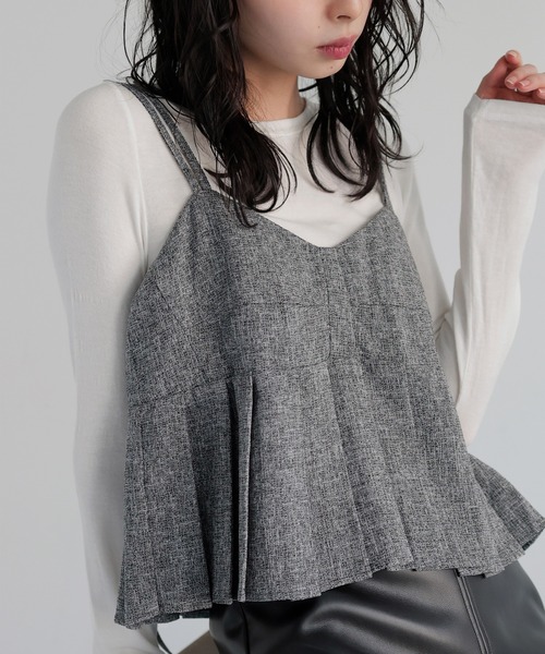 LIAN（リアン）の「プリーツデザインビスチェ（キャミソール・レディース・ブラウン/アイボリー/ブラック/グレー・FREE）」の16枚目の写真