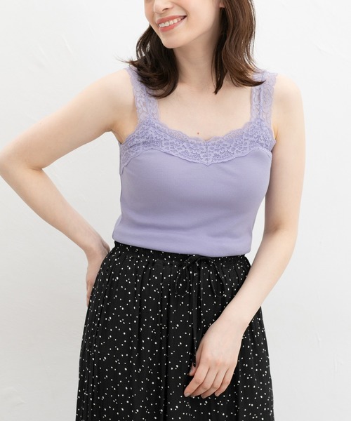 Honeys（ハニーズ）の「【ＵＶカット・吸水速乾】テレコレースキャミソール（キャミソール・レディース・ピンク/グリーン系その他/オフホワイト/ブルー/アイボリー/ブラック/ブラウン/ラベンダー/レッド・L/LL/M/S）」の7枚目の写真