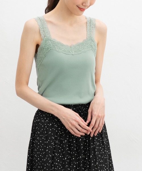 Honeys（ハニーズ）の「【ＵＶカット・吸水速乾】テレコレースキャミソール（キャミソール・レディース・ピンク/グリーン系その他/オフホワイト/ブルー/アイボリー/ブラック/ブラウン/ラベンダー/レッド・L/LL/M/S）」の5枚目の写真