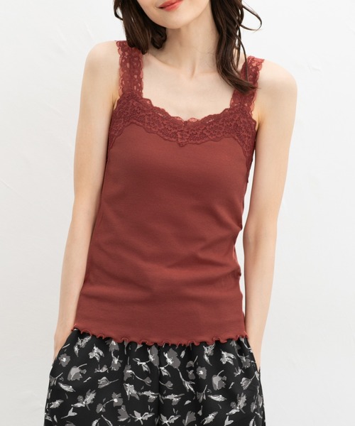 Honeys（ハニーズ）の「【ＵＶカット・吸水速乾】テレコレースキャミソール（キャミソール・レディース・ピンク/グリーン系その他/オフホワイト/ブルー/アイボリー/ブラック/ブラウン/ラベンダー/レッド・L/LL/M/S）」の9枚目の写真