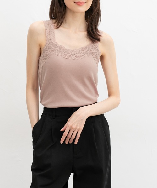 Honeys（ハニーズ）の「【ＵＶカット・吸水速乾】テレコレースキャミソール（キャミソール・レディース・ピンク/グリーン系その他/オフホワイト/ブルー/アイボリー/ブラック/ブラウン/ラベンダー/レッド・L/LL/M/S）」の8枚目の写真