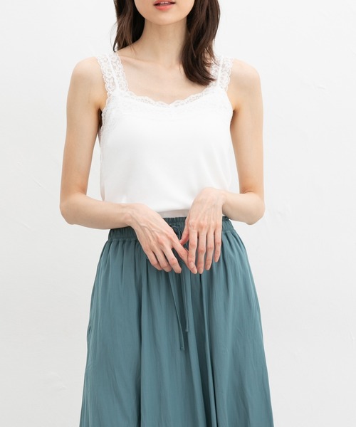 Honeys（ハニーズ）の「【ＵＶカット・吸水速乾】テレコレースキャミソール（キャミソール・レディース・ピンク/グリーン系その他/オフホワイト/ブルー/アイボリー/ブラック/ブラウン/ラベンダー/レッド・L/LL/M/S）」の12枚目の写真