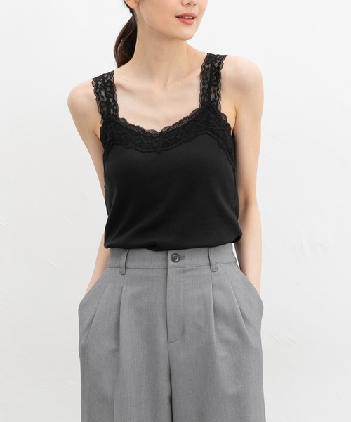 Honeys（ハニーズ）の「【ＵＶカット・吸水速乾】テレコレースキャミソール（キャミソール・レディース・ピンク/グリーン系その他/オフホワイト/ブルー/アイボリー/ブラック/ブラウン/ラベンダー/レッド・L/LL/M/S）」の16枚目の写真