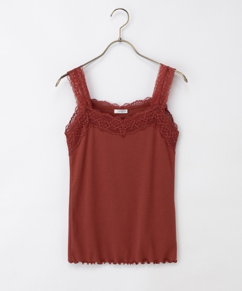 UVカット・吸水速乾】テレコレースキャミソール（キャミソール