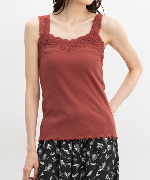 UVカット・吸水速乾】テレコレースキャミソール（キャミソール