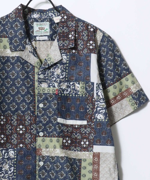 Levi's（リーバイス）の「Levi's/リーバイス THE SUNSET CAMP SHIRT/無地ジャガード 総柄 アロハシャツ/オープンカラーシャツ/キューバシャツ/レディース メンズ（シャツ/ブラウス・メンズ・ホワイト/ブラック系その他/ブルー系その他/ブルー系その他2・M/L/XL）」の4枚目の写真