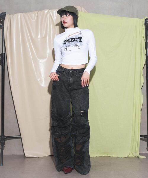 リメイクデニムパンツ　ダメージ加工　デストロイ　ブラック リメイクデニムパンツ デストロイ ダメージ加工 - メルカリ