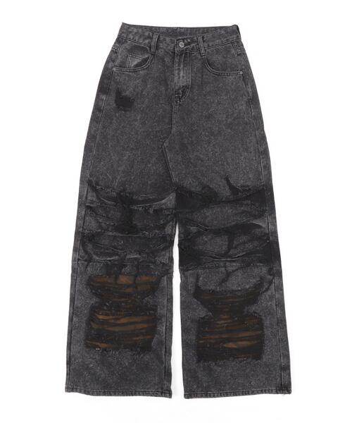 リメイクデニムパンツ　ダメージ加工　デストロイ　ブラック DIESEL ディーゼル ジーンズ デニム パンツ メンズ デストロイ