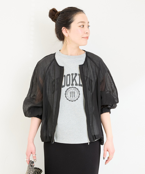 B.C STOCK（ベーセーストック）の「《追加2》シアーブルゾン（その他アウター・レディース・ブラウン/ベージュ/ブラック/アイボリー・FREE）」の9枚目の写真